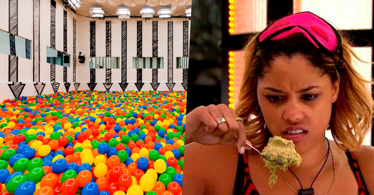 Integrantes da Xepa do Big Brother Canadá comem “ração” e dormem em piscina de bolinhas